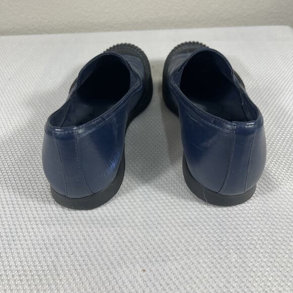 PRADA WOMEN BLUE LEATHER SLIDE ON CLASSIC SPORT LOAFERS MADE IN ITALY 35 US 5.5 - Picture 5 of 11